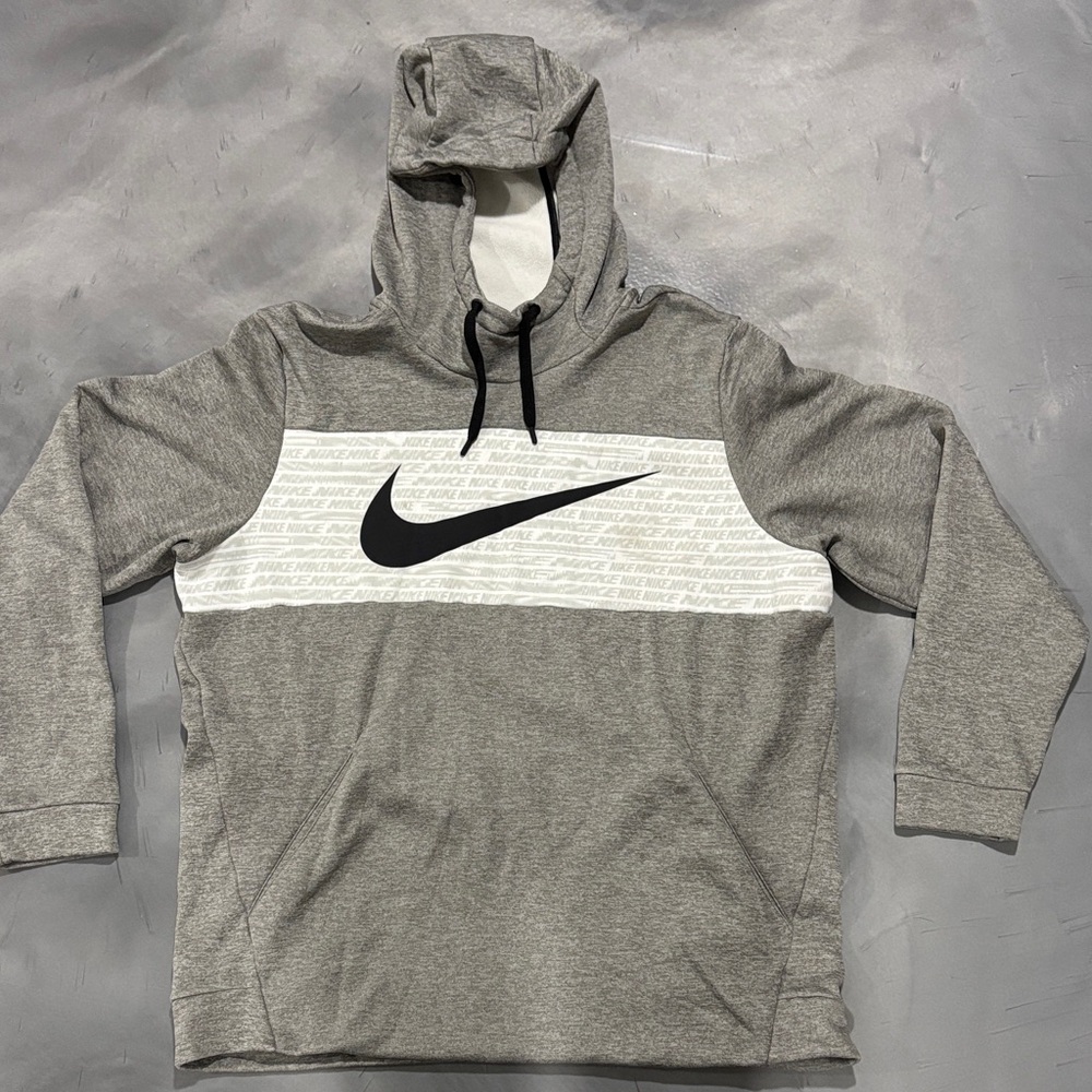 Nike Men's Heather Gray Hoodie with Black Swoosh